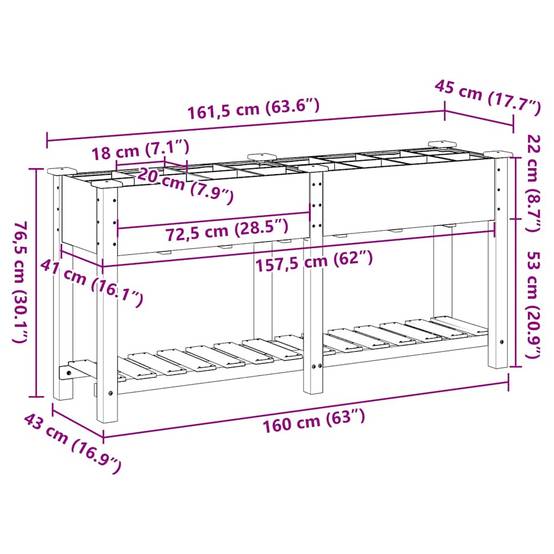 Cache-pot, Pot De Fleurs avec étagère Beige 161.5 x 45 x 76.5 cm g367 - Image 8