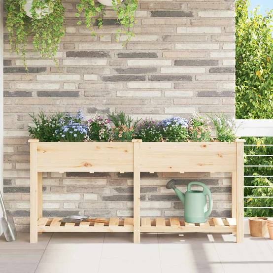 Cache-pot, Pot De Fleurs avec étagère Beige 161.5 x 45 x 76.5 cm g367 - Image 2