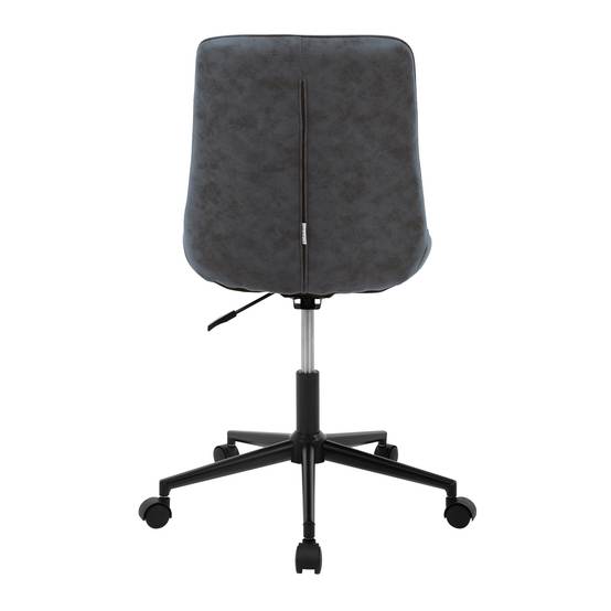 Chaise de bureau anthracite pivotante sur roulettes revêtement en matériau synthétique piètement métallique avec dossier ergonomique design raffiné - Image 4