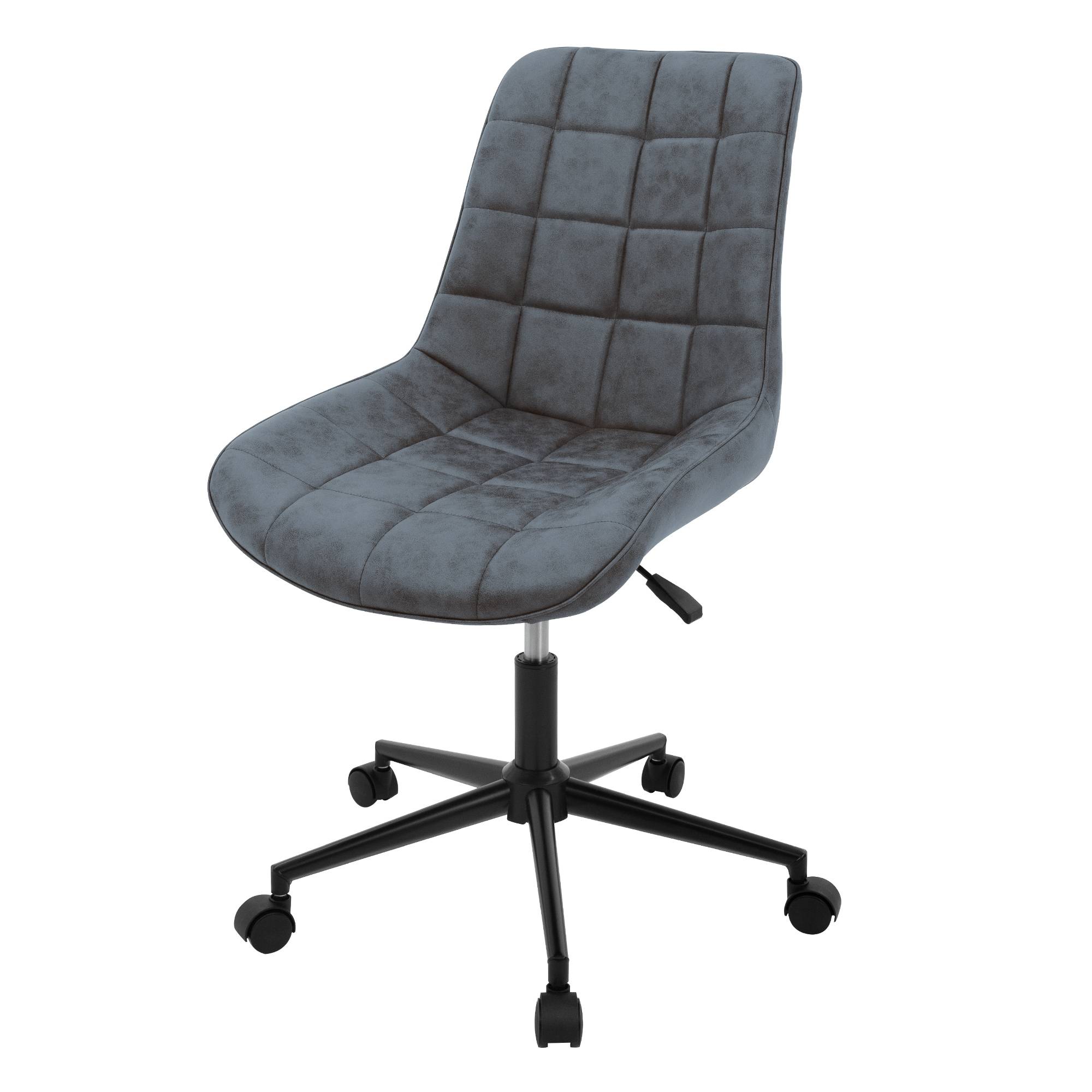 Chaise de bureau anthracite pivotante sur roulettes revêtement en matériau synthétique piètement métallique avec dossier ergonomique design raffiné - Image 1