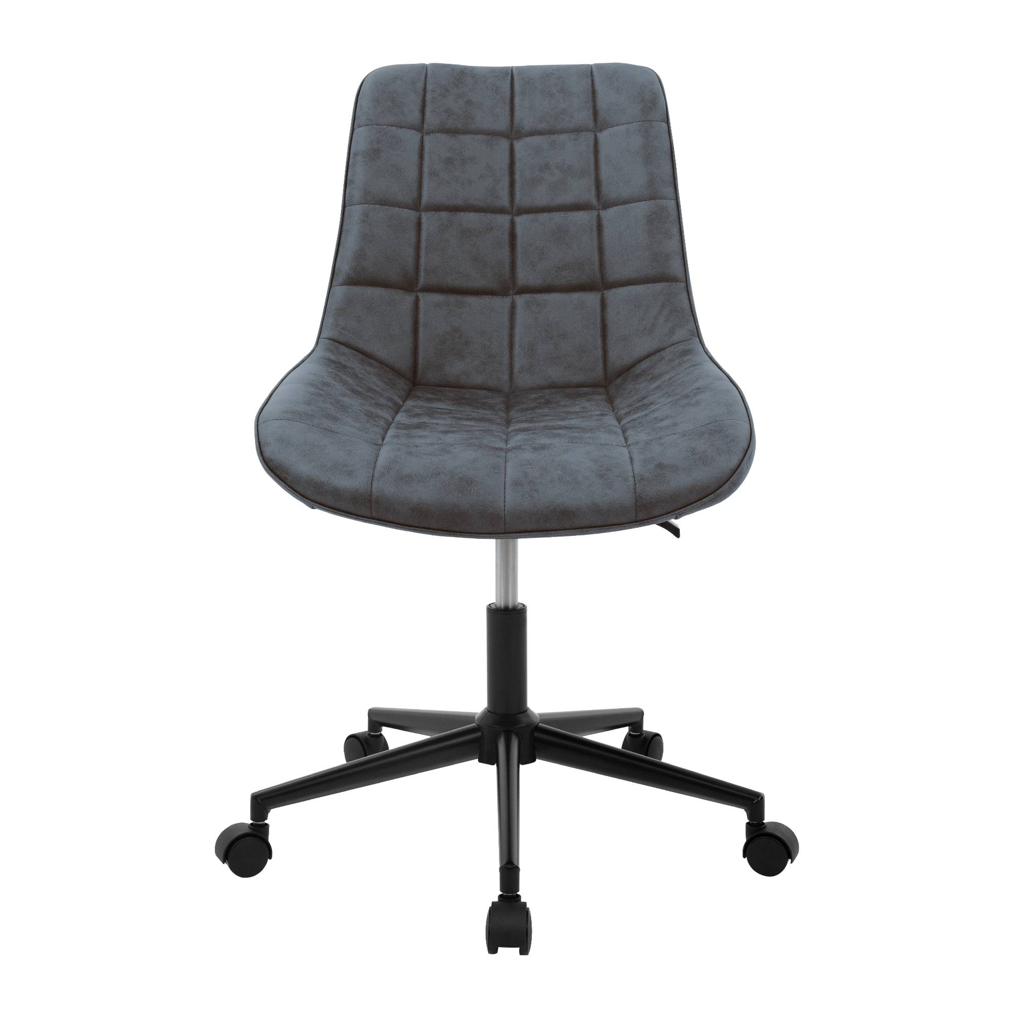 Chaise de bureau anthracite pivotante sur roulettes revêtement en matériau synthétique piètement métallique avec dossier ergonomique design raffiné - Image 2