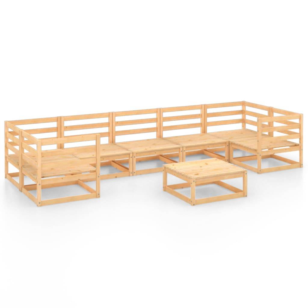 Helloshop26 - Salon de jardin meuble d'extérieur ensemble de mobilier 8 pièces bois de pin massif - Imagen 1