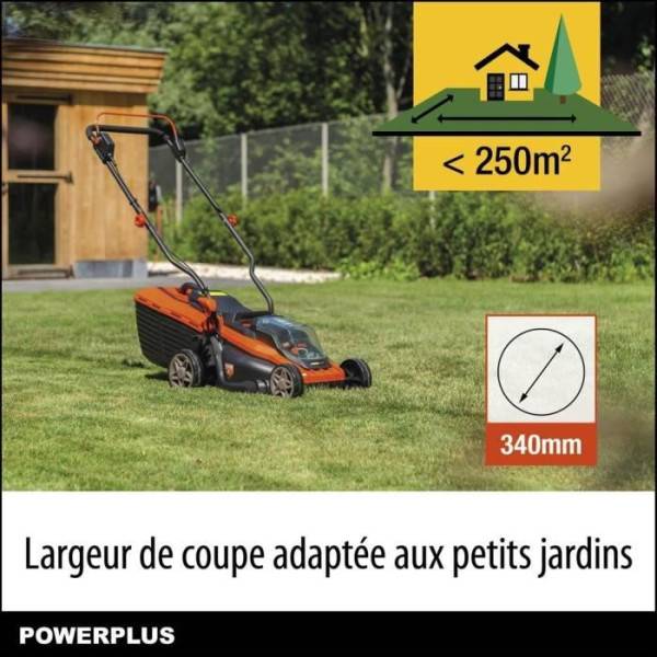 Tondeuse a Gazon a batterie 20V 34 cm de coupe DUAL POWER POWDPGLWS1 - Batterie 4Ah et chargeur inclus - Moteur brushless - Image 4