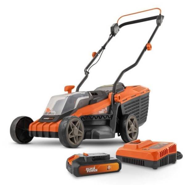 Tondeuse a Gazon a batterie 20V 34 cm de coupe DUAL POWER POWDPGLWS1 - Batterie 4Ah et chargeur inclus - Moteur brushless - Image 1