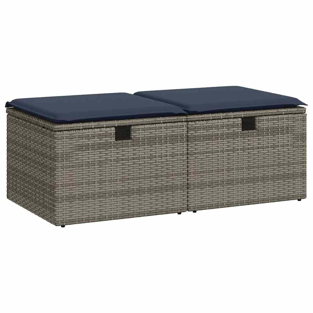 ComfortXL - Set 2 Tabourets Rangement Résine Tressée Modulable avec Coussins pour Salon de Jardin Gris – ComfortXL Outdoor Living - Image 2