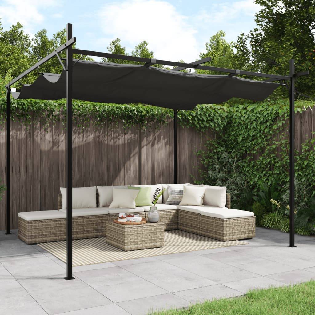 Maison Chic - Pergola - Tonnelle de jardin avec toit rétractable anthracite 295x292x230 cm - Image 2