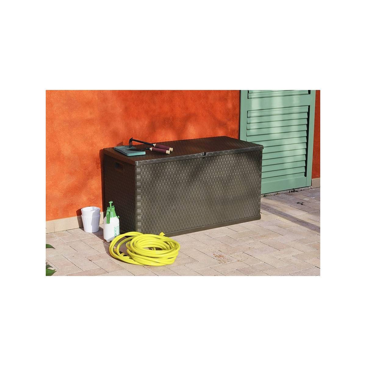 Coffre de jardin en résine 420 Litres Marron Effet ROTIN 120 x 57 x 63 cm TOOMAX - Imagen 3