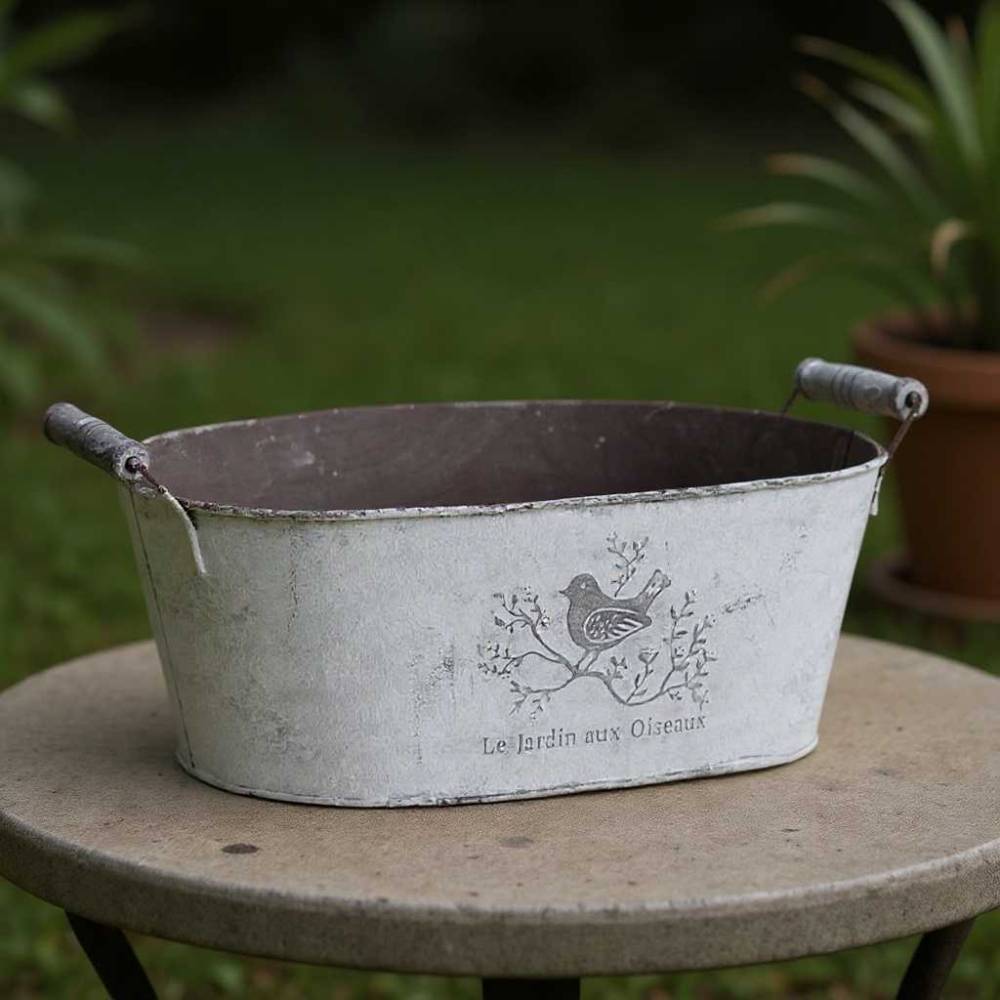 Aubry Gaspard - Jardinière ovale Métal patiné 30 cm - Aubry Gaspard - Imagen 2