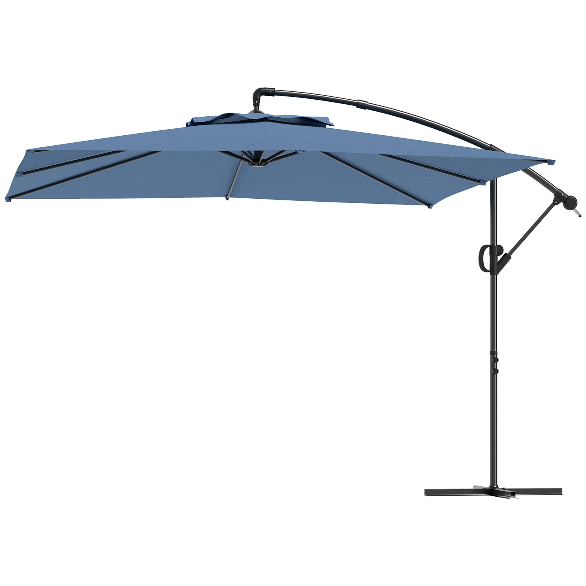 Outsunny - Parasol déporté carré 3x3m avec manivelle base croisée inclinable et rotation 360° toile polyester 180g/m² protection UV UPF50+ bleu - Outsunny - Image 1