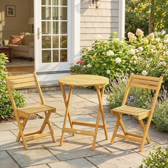Ensemble de bistrot 3 pièces | Mobilier de jardin Finition bois naturel Bois d'acacia 60x60x75 cm - Image 3