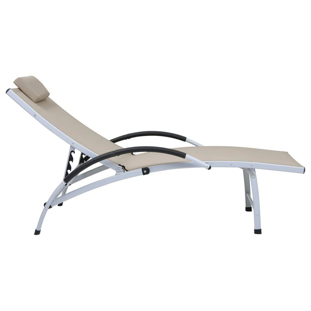 Helloshop26 - Transat chaise longue bain de soleil lit de jardin terrasse meuble d'extérieur aluminium textilène crème - Imagen 2