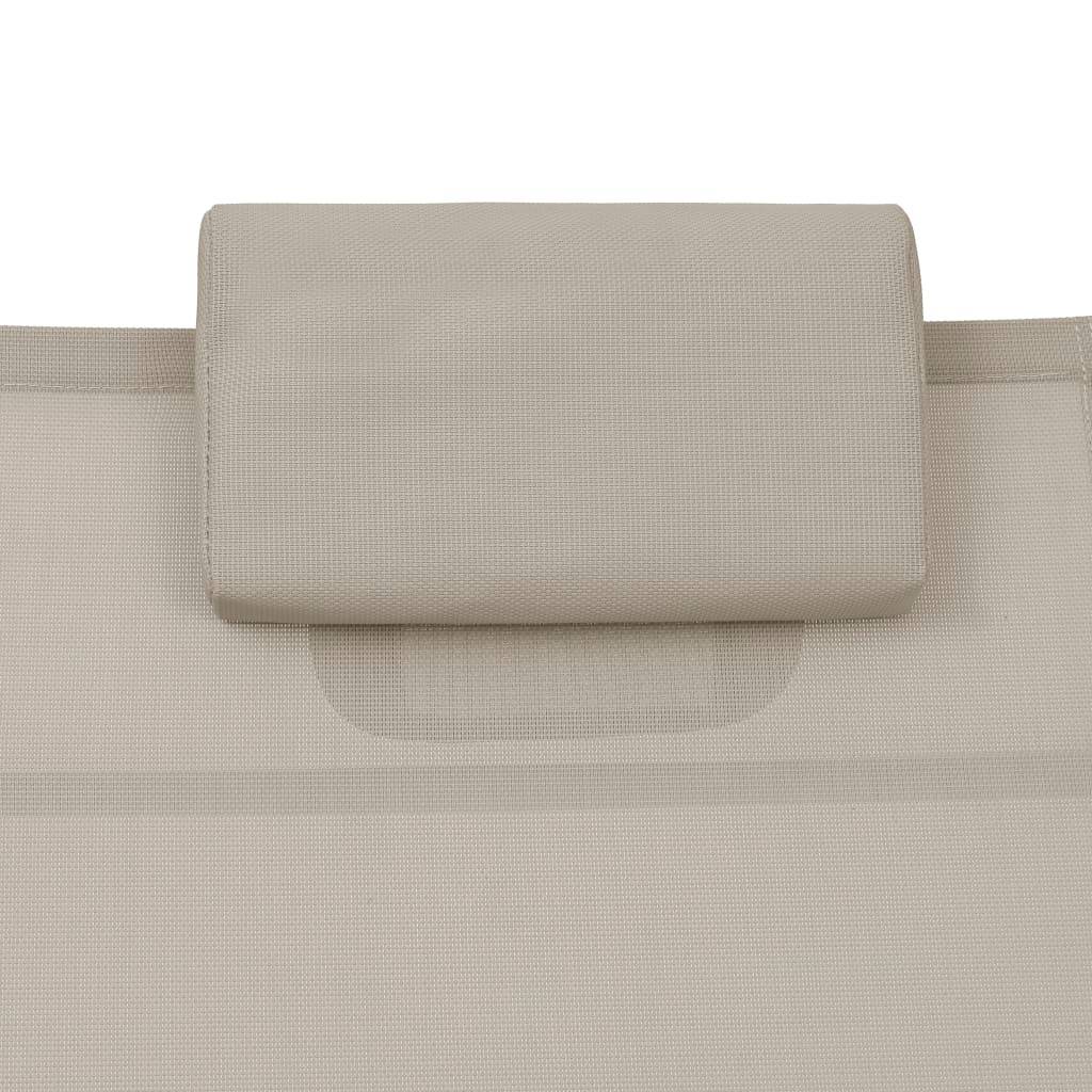 Helloshop26 - Transat chaise longue bain de soleil lit de jardin terrasse meuble d'extérieur aluminium textilène crème - Imagen 6