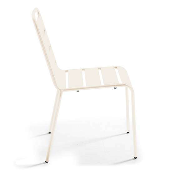 Oviala - Ensemble table de jardin ronde et 2 chaises métal ivoire Palavas - Oviala - Imagen 6
