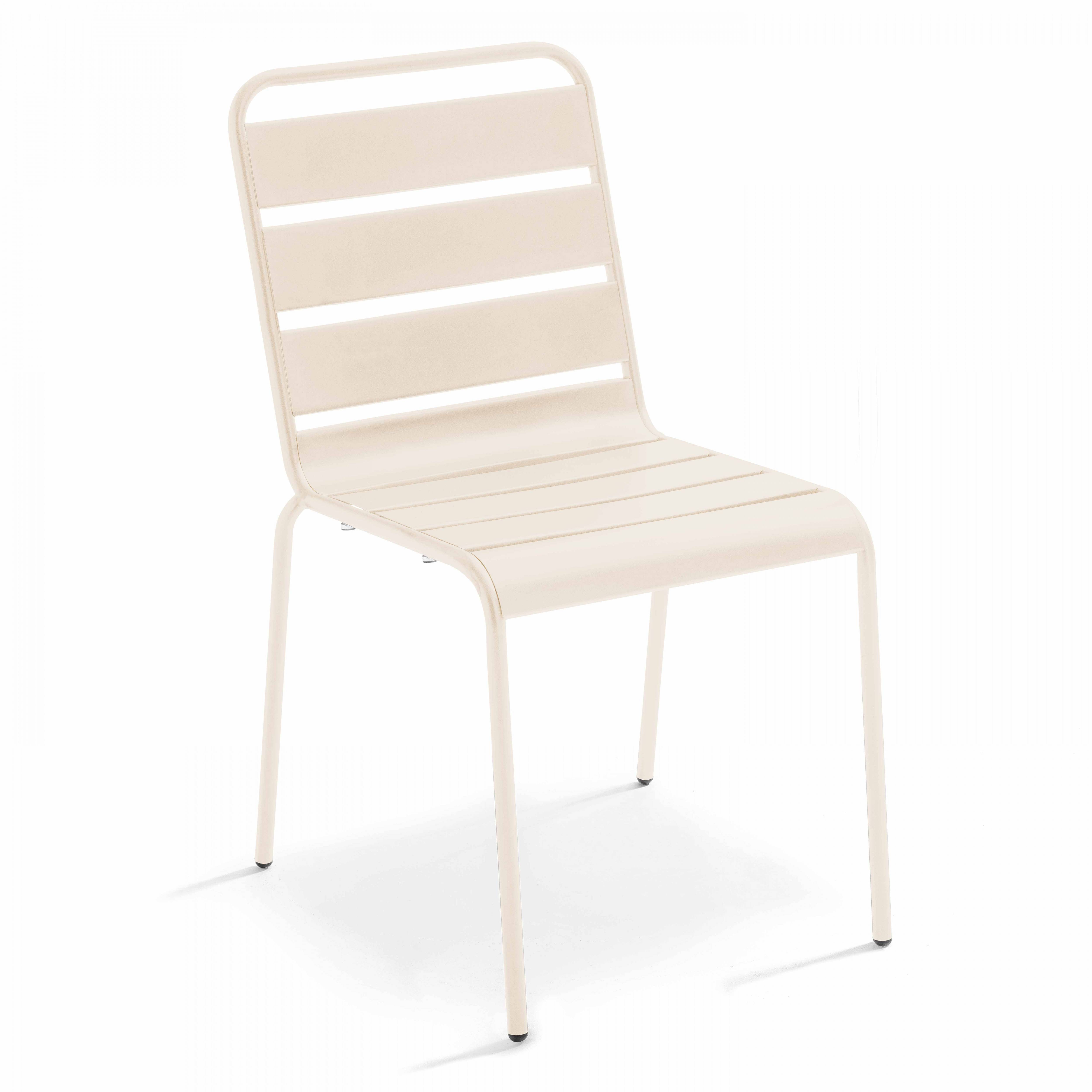 Oviala - Ensemble table de jardin ronde et 2 chaises métal ivoire Palavas - Oviala - Imagen 5