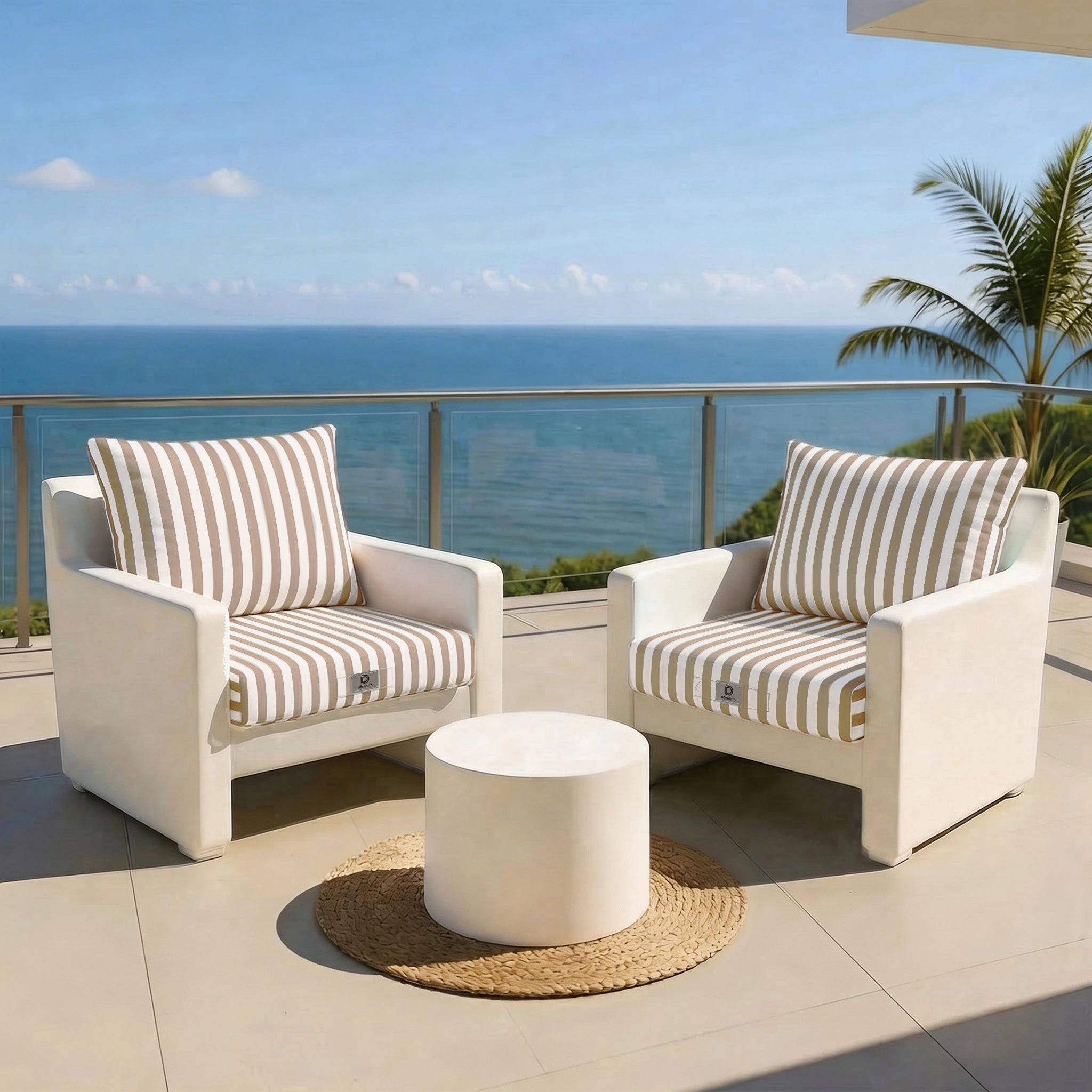 Coussins pour salon de jardin déhoussable 50x50cm Rayure beige - Déco arts - Image 2