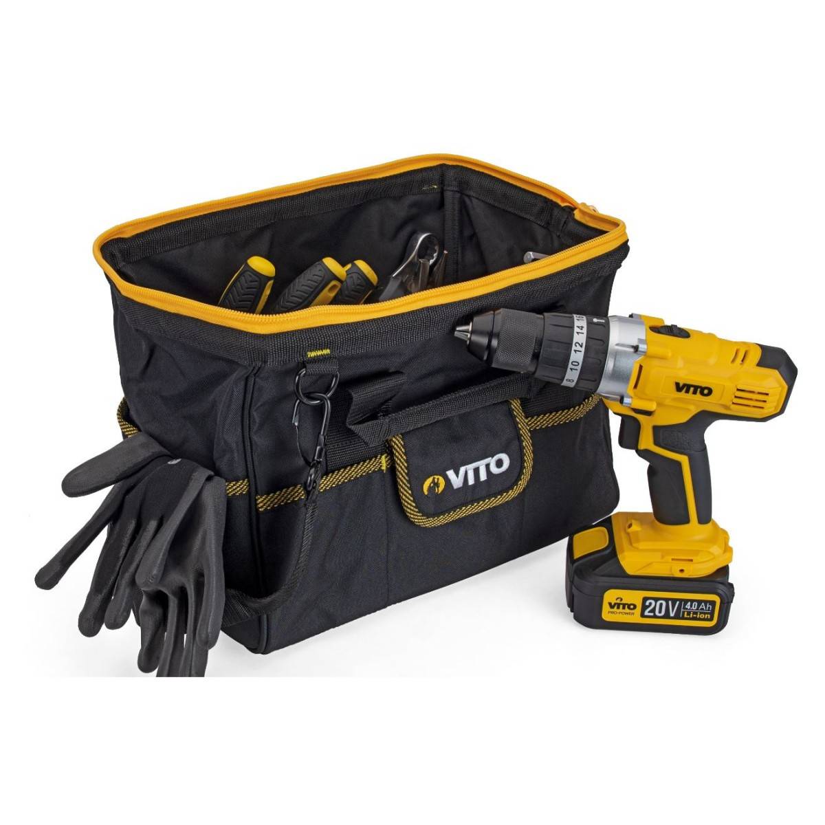 Sac à outils Ouverture complète 18 poches 360 x 280 x 250 mm nylon renforcé VITO - Imagen 2