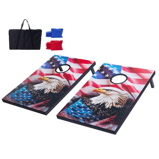 VEVOR Jeu cornhole 92x60cm, MDF, 8 sacs, étui transport, intérieur/extérieur, jardin, plage. - Image 1