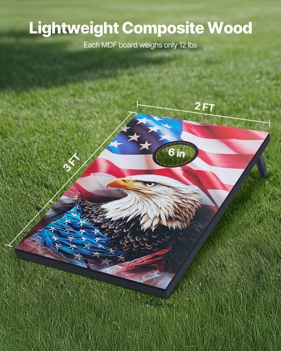 VEVOR Jeu cornhole 92x60cm, MDF, 8 sacs, étui transport, intérieur/extérieur, jardin, plage. - Image 2