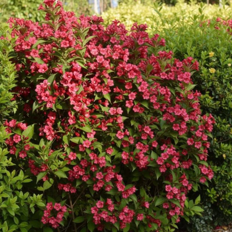 Weigela Bristol Ruby, Weigelia à fleurs Rouge - feuillage Caduc - Pot de 7,5L - 60/80 cm- hauteur à maturité De 1,00 m à 1,50 m - Image 3