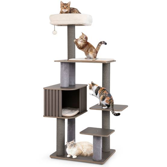 Arbre à Chat Multi-niveaux pour Chat d'Intérieur Tour à Chat de 151cm de Haut avec Perchoir - Image 4