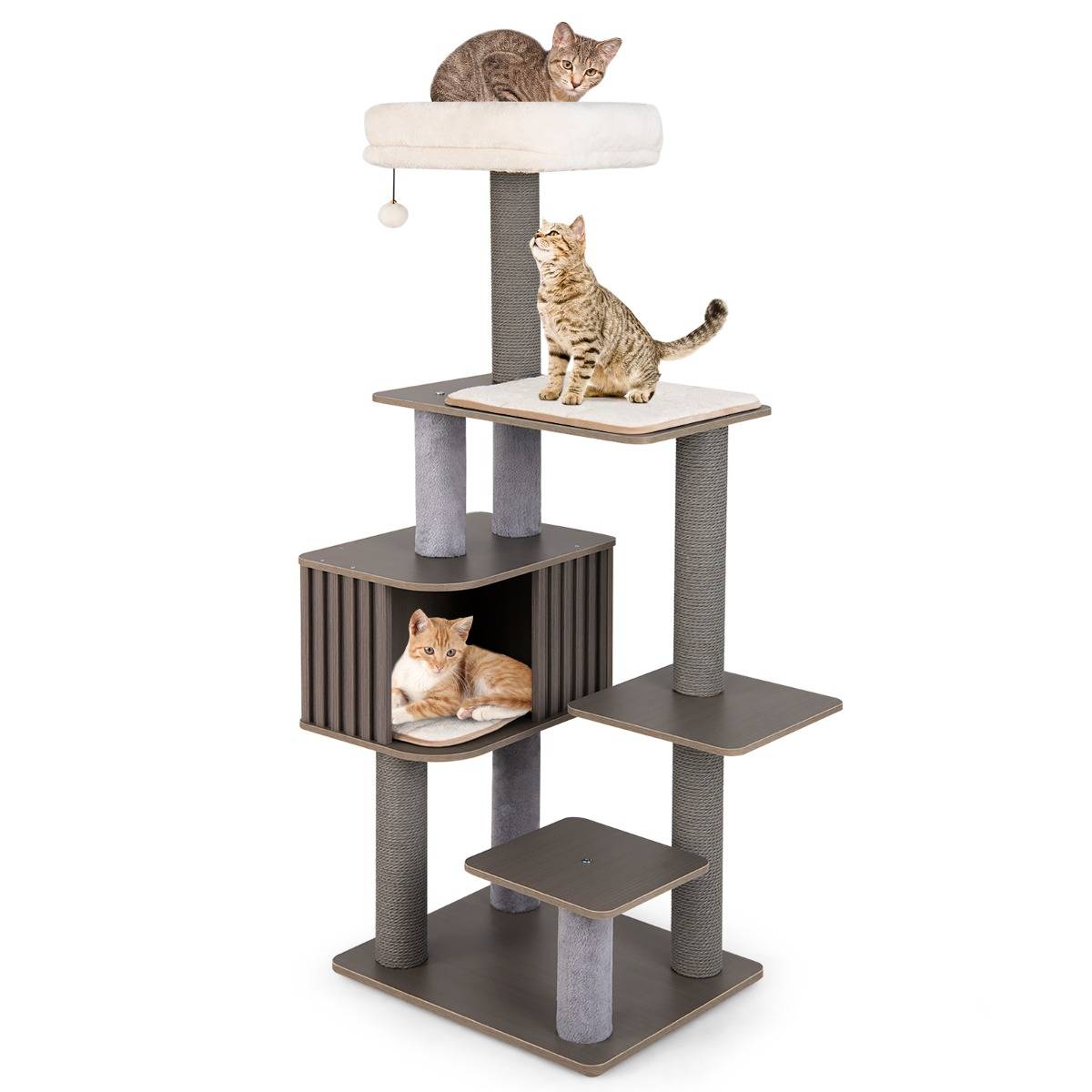 Arbre à Chat Multi-niveaux pour Chat d'Intérieur Tour à Chat de 151cm de Haut avec Perchoir - Image 1