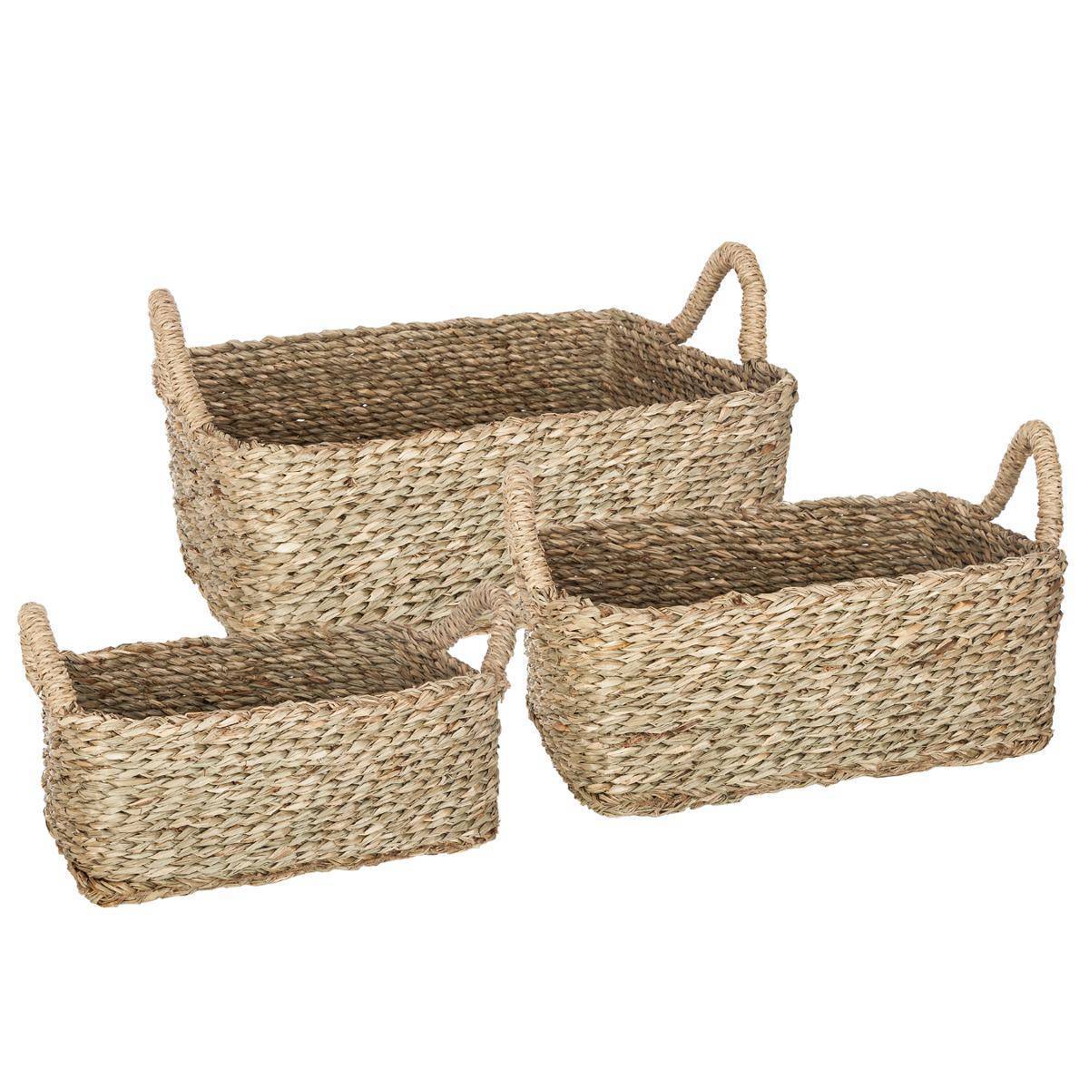 Atmosphera - Set de 3 paniers rectangulaires roseau L29/37/43cm - Atmosphera Créateur d'intérieur - Imagen 1