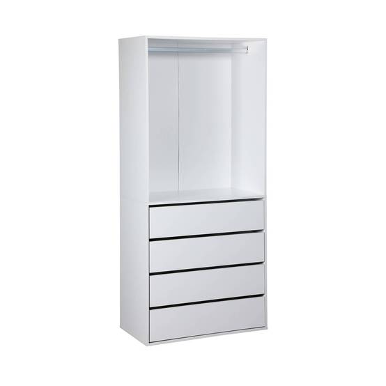 Module dressing avec 4 tiroirs et 1 penderie blanc. panneaux stratifiés | sweeek - Image 2