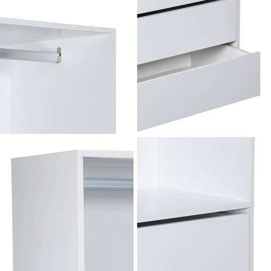 Module dressing avec 4 tiroirs et 1 penderie blanc. panneaux stratifiés | sweeek - Image 6