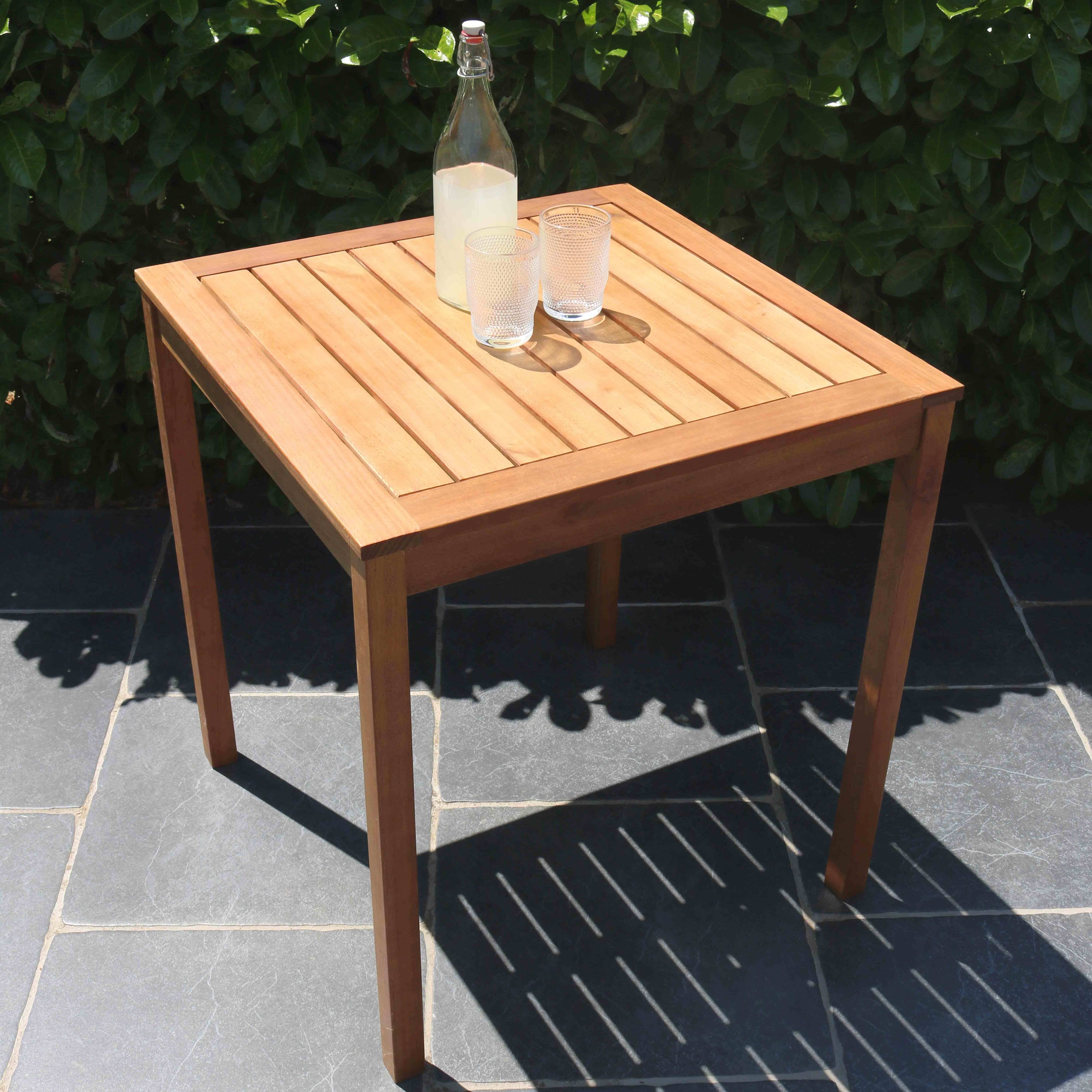 Oviala - Table bistrot carrée en bois d'eucalyptus Sete - Oviala - Imagen 2