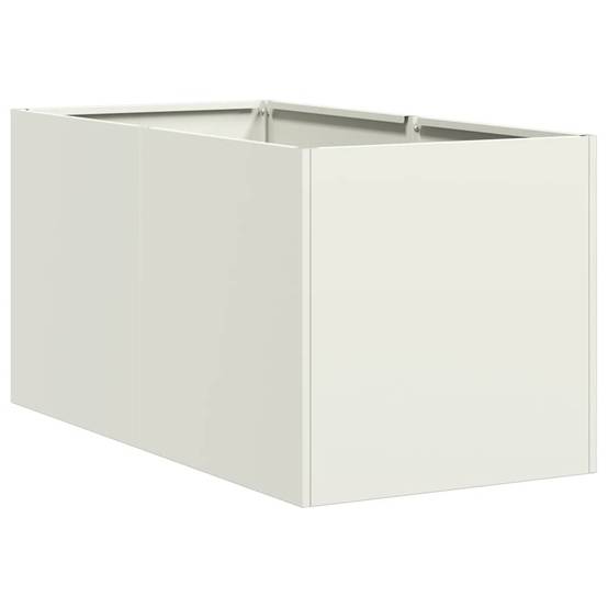 Carré Potager Acier Laminé pour Balcon Jardin Bac à Fleurs Surélevé 40x80x40 cm Blanc - ComfortXL Outdoor Living - Image 2