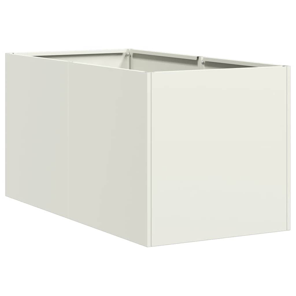 Carré Potager Acier Laminé pour Balcon Jardin Bac à Fleurs Surélevé 40x80x40 cm Blanc - ComfortXL Outdoor Living - Image 2