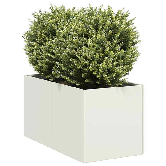 Carré Potager Acier Laminé pour Balcon Jardin Bac à Fleurs Surélevé 40x80x40 cm Blanc - ComfortXL Outdoor Living - Image 1