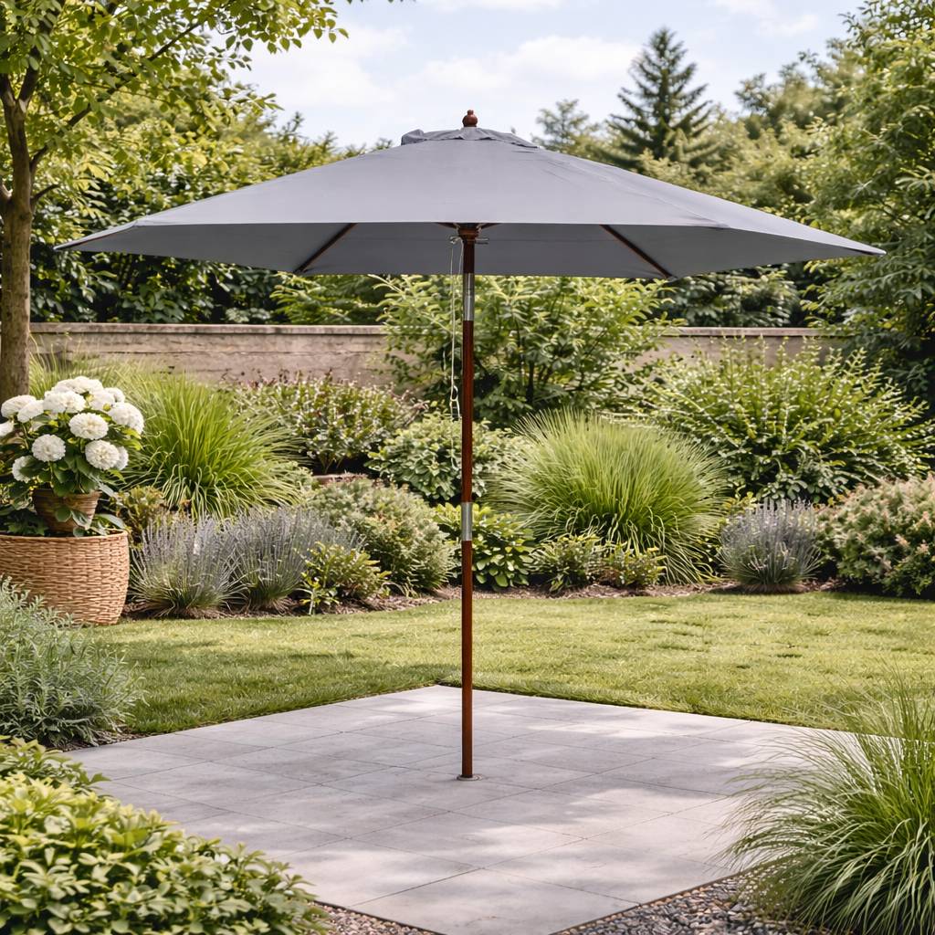 Parasol gris droit rond 3 x 3 m CANCUN Concept Usine - Jardiland