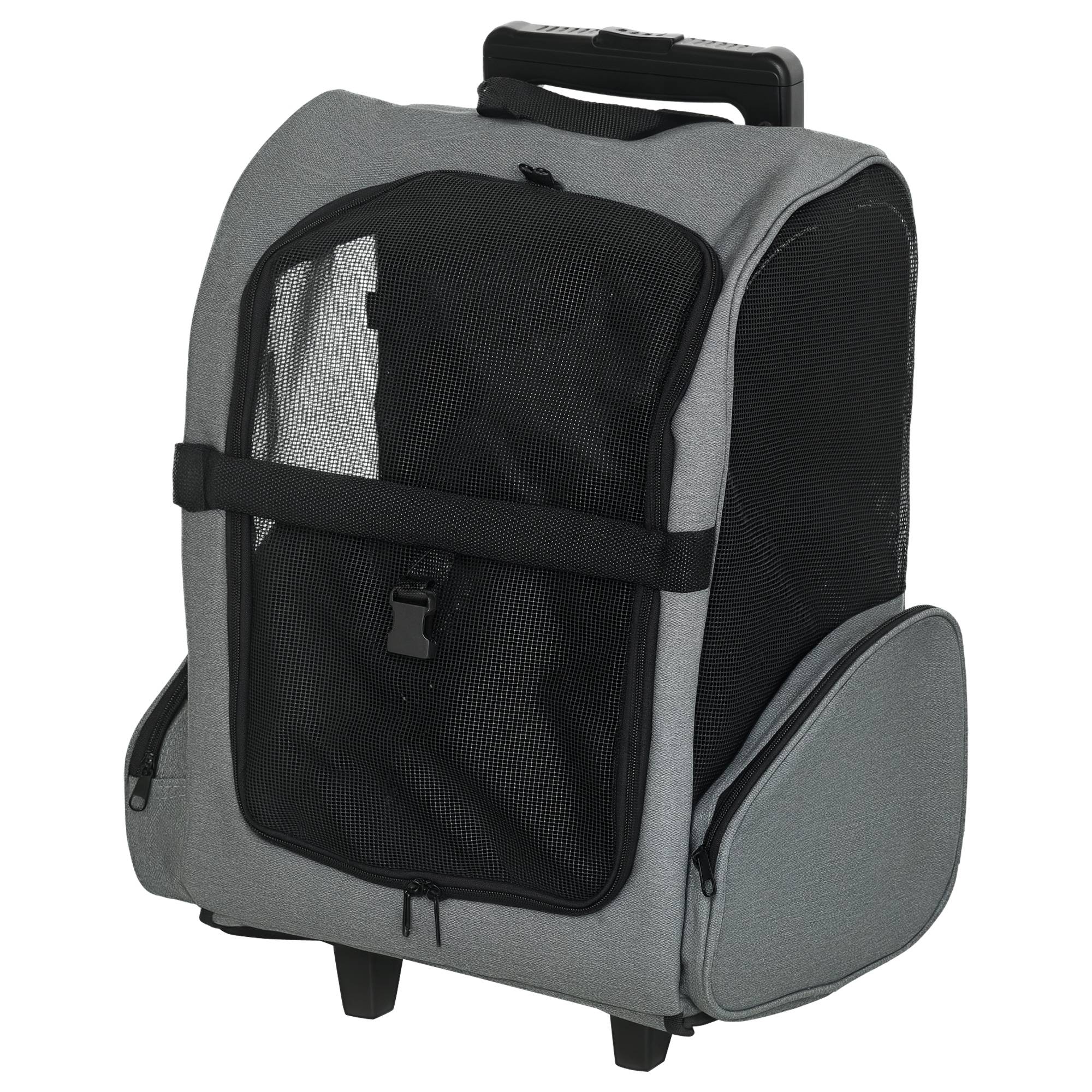 Sac à dos à roulettes pour chien chat Tissu Oxford Acier 2 en 1 42x25x55 cm Gris - ComfortXL Outdoor Living - Image 1