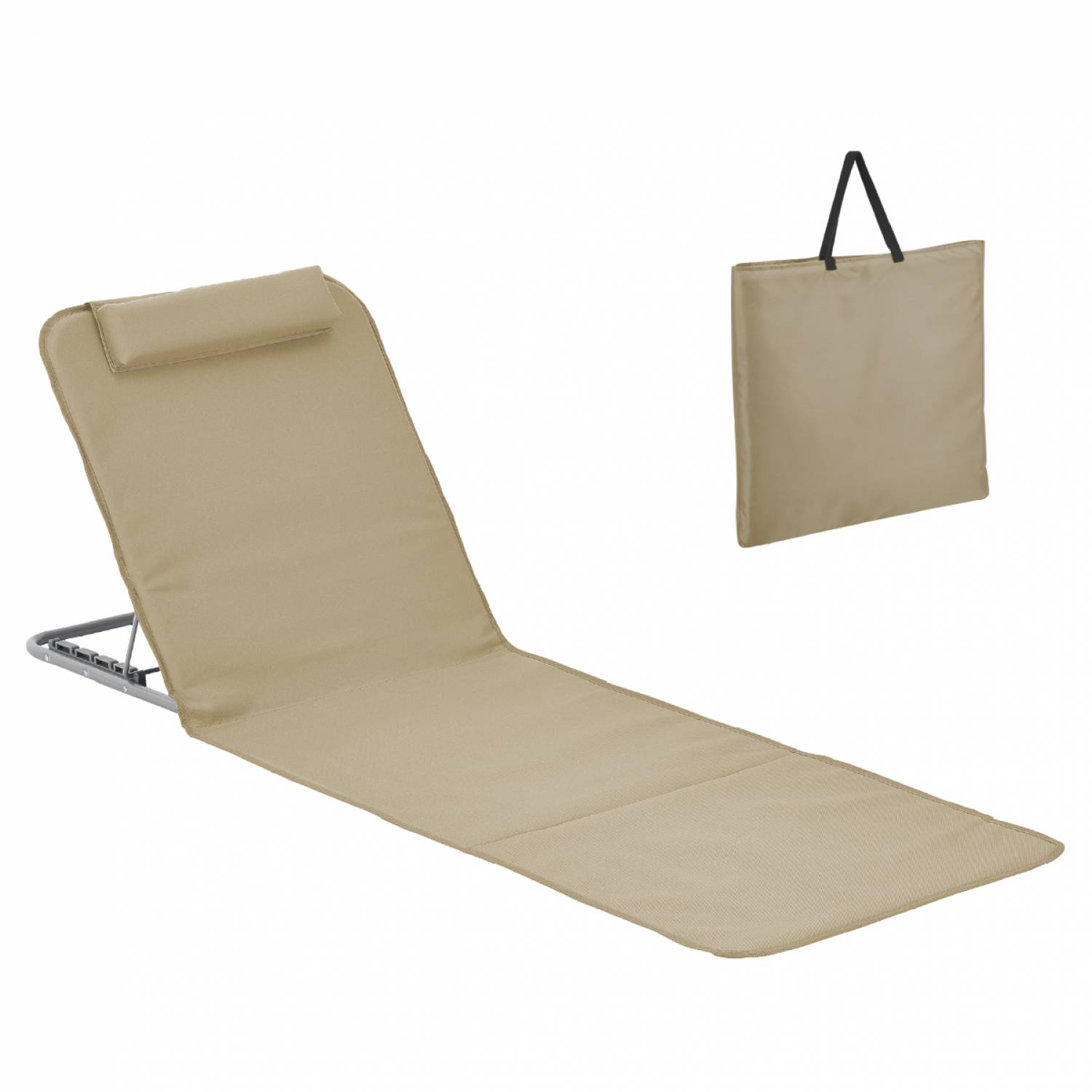 Linxor - Matelas, transat, tapis de plage avec dossier inclinable et sac de transport - Beige - Linxor - Imagen 1