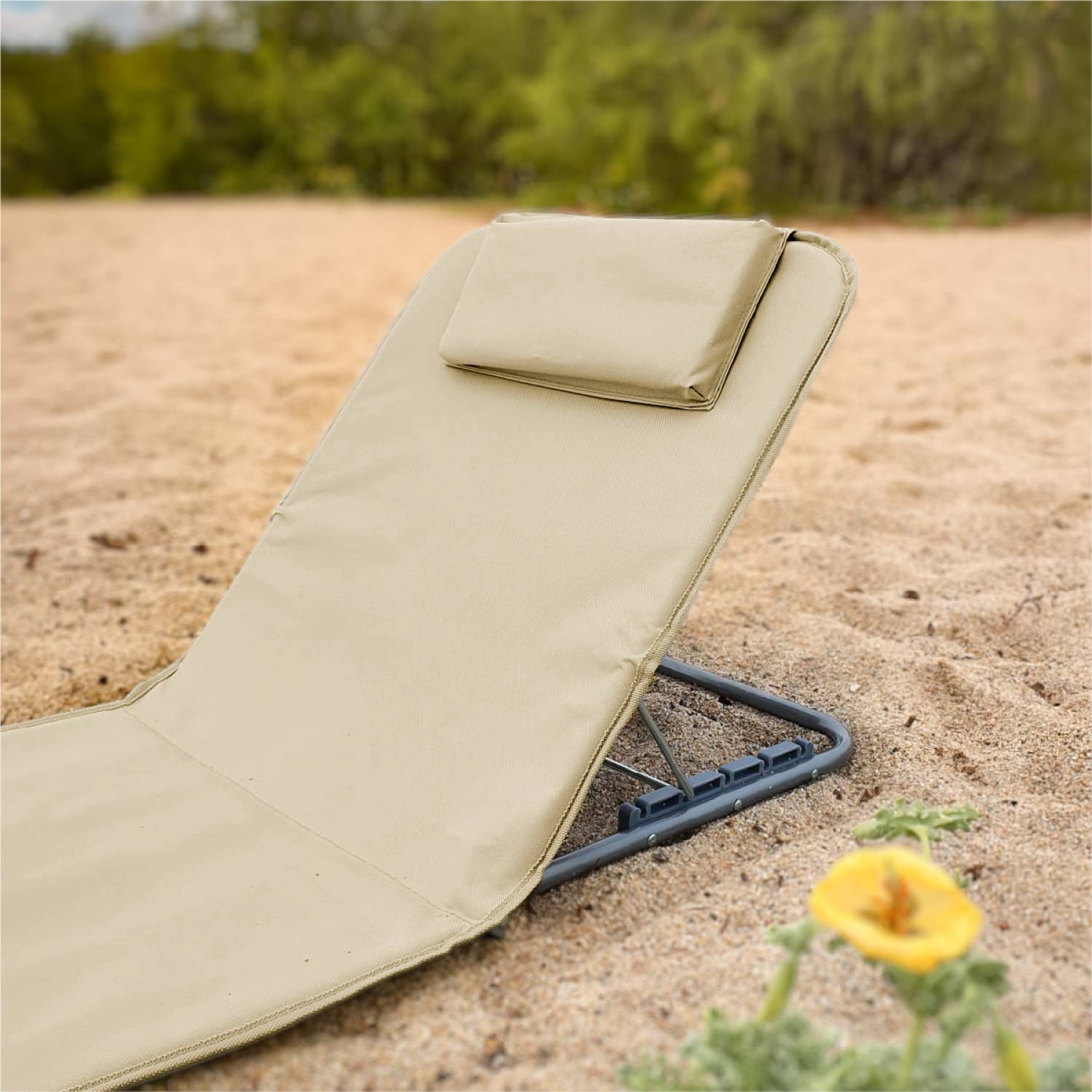 Linxor - Matelas, transat, tapis de plage avec dossier inclinable et sac de transport - Beige - Linxor - Imagen 9