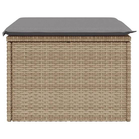 Tabouret de jardin | Repose-pied de jardin | Pouf avec coussin beige 55x55x37cm résine tressée Maison Chic - Image 5