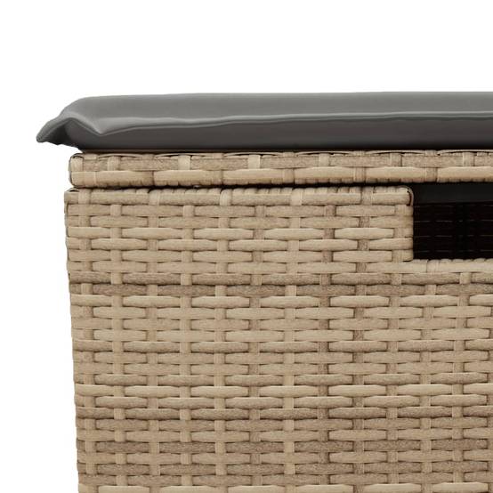 Tabouret de jardin | Repose-pied de jardin | Pouf avec coussin beige 55x55x37cm résine tressée Maison Chic - Image 7