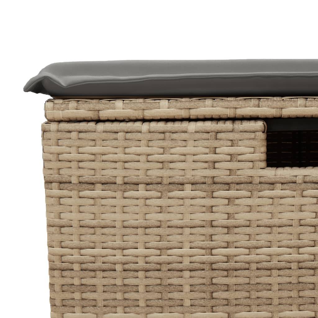 Tabouret de jardin | Repose-pied de jardin | Pouf avec coussin beige 55x55x37cm résine tressée Maison Chic - Image 7