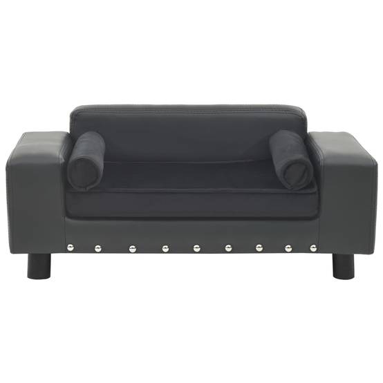 Canapé chien peluche et similicuir facile à nettoyer Gris Foncé 81 cm – ComfortXL Pet Living - Image 2
