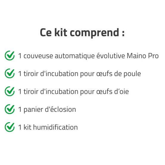 Couveuse + 1 Tiroir de caille à poule + 1 Tiroir oeufs oie - paon - dinde + 1 Panier d'éclosion + 1 Kit humidification MAINO - Image 2