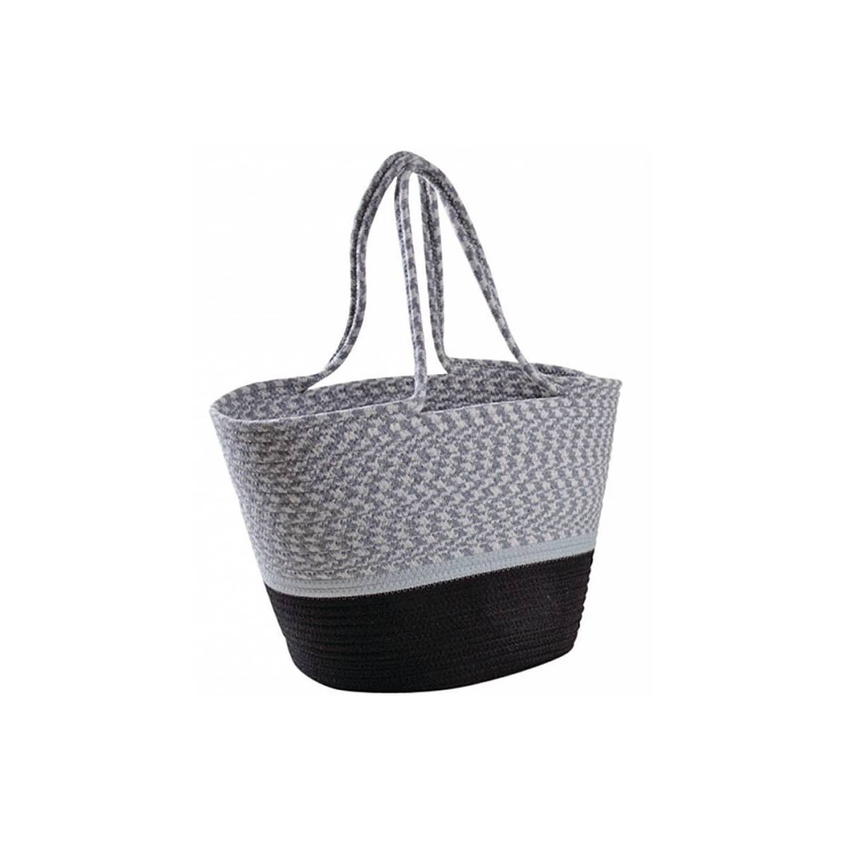Aubry Gaspard - Sac cabas en corde et coton Gris et noir