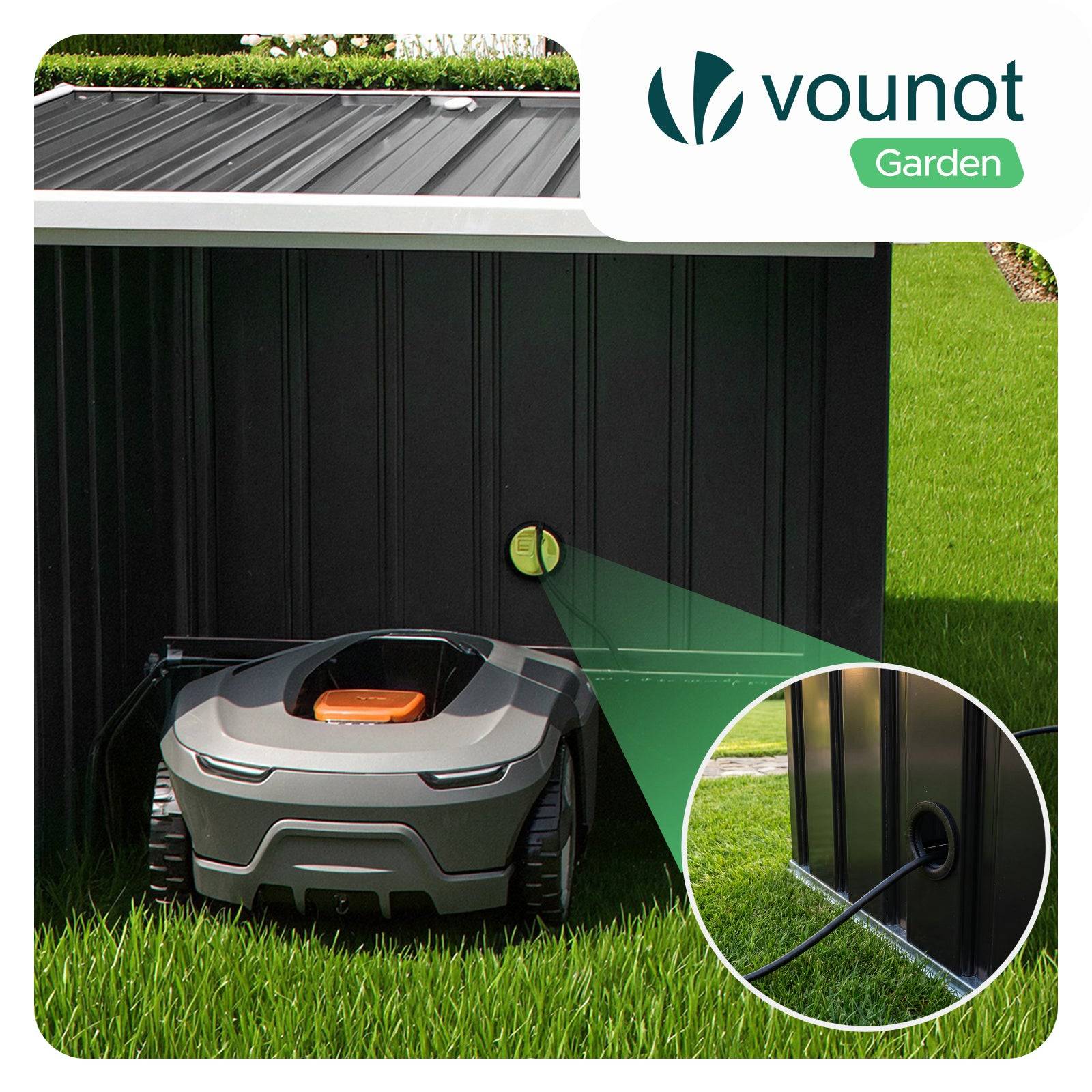 Vounot - Garage pour robot tondeuse en métal 78×92×62cm, Abri extérieur protection contre les intempéries et UV, Noir, VOUNOT® - Image 6