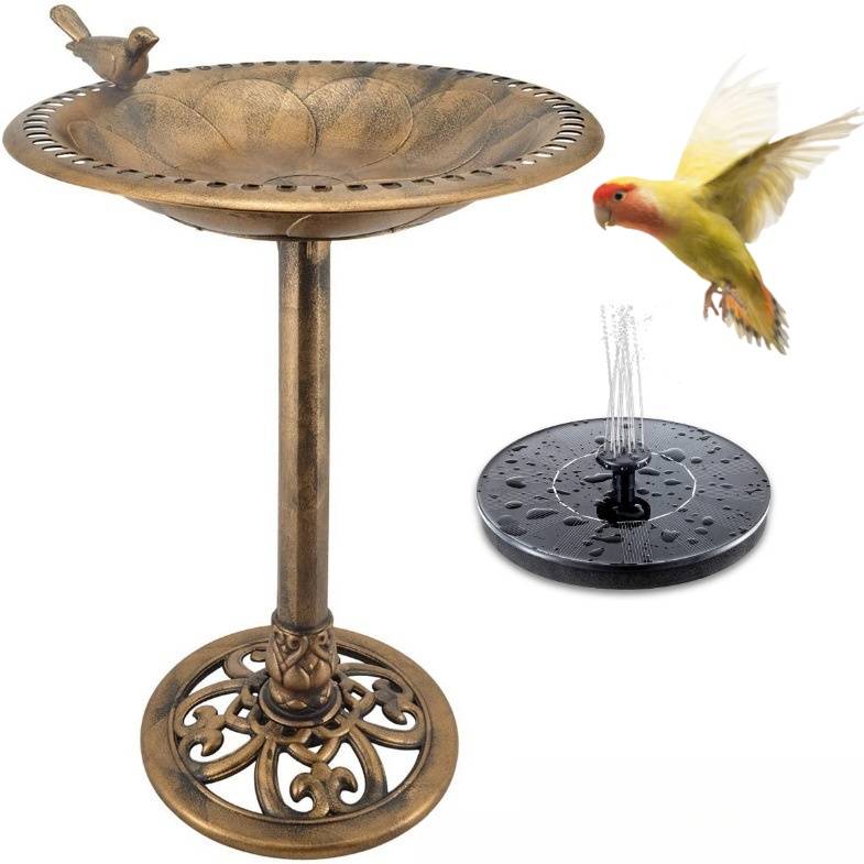 Baignoire pour oiseaux avec fontaine solaire - Image 1