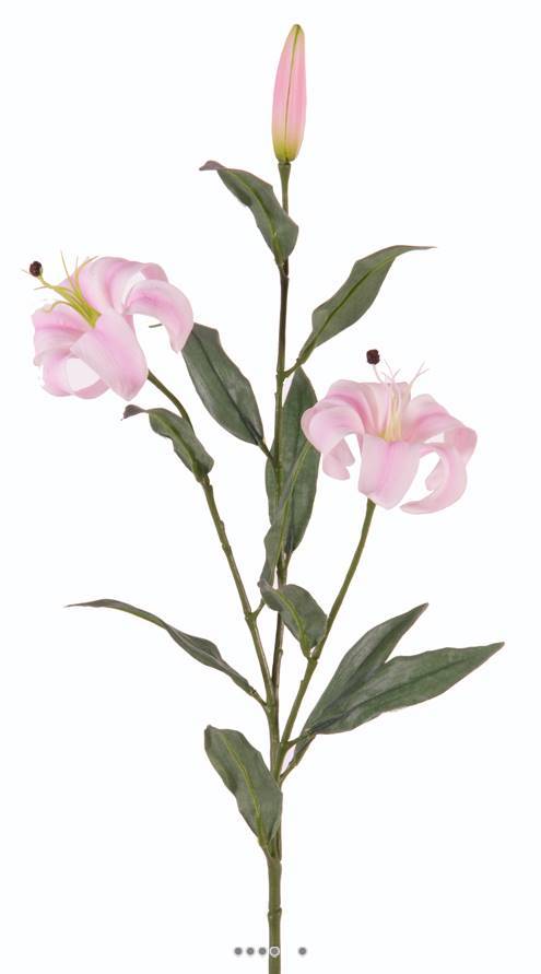 Artificielles - Lys tigré artificiel touché réel H83cm 2 fleurs rose-pâle et 1 bouton - couleur: Rose pâle - Imagen 1