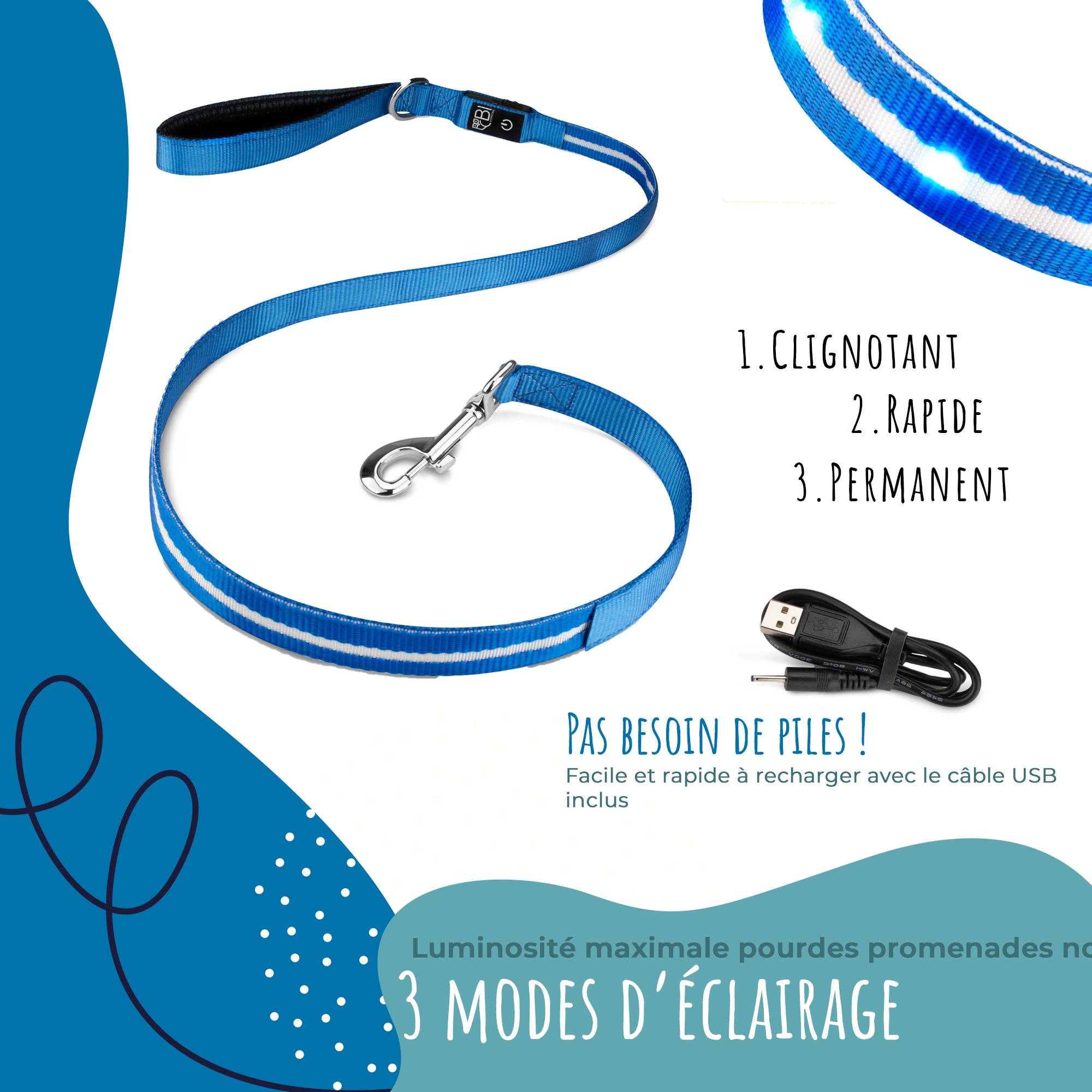 Bi International - Laisse pour chien [L'original] 1,2 m LED lumineux (Rouge) - BI International - Imagen 6