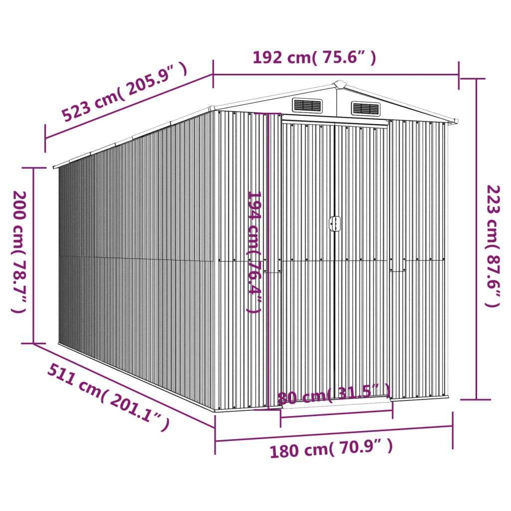 PANGIVO - Abri de jardin avec double porte coulissante - Acier galvanisé - Vert 192x523x223 cm - Surface au sol 10,04m² - PANGIVO - Image 8