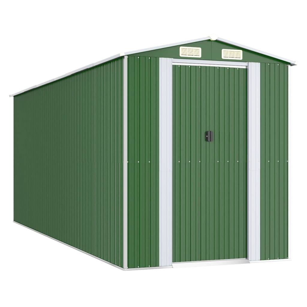PANGIVO - Abri de jardin avec double porte coulissante - Acier galvanisé - Vert 192x523x223 cm - Surface au sol 10,04m² - PANGIVO