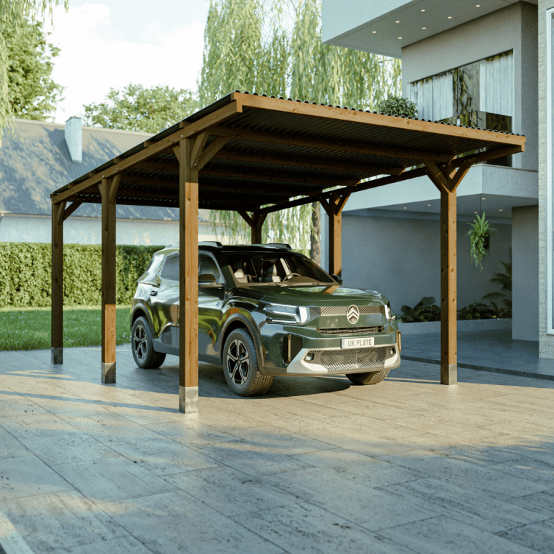 Cerland - CARPORT BOIS 1 VOITURE 16,5M² 6 POTEAUX 12X12 - Image 3