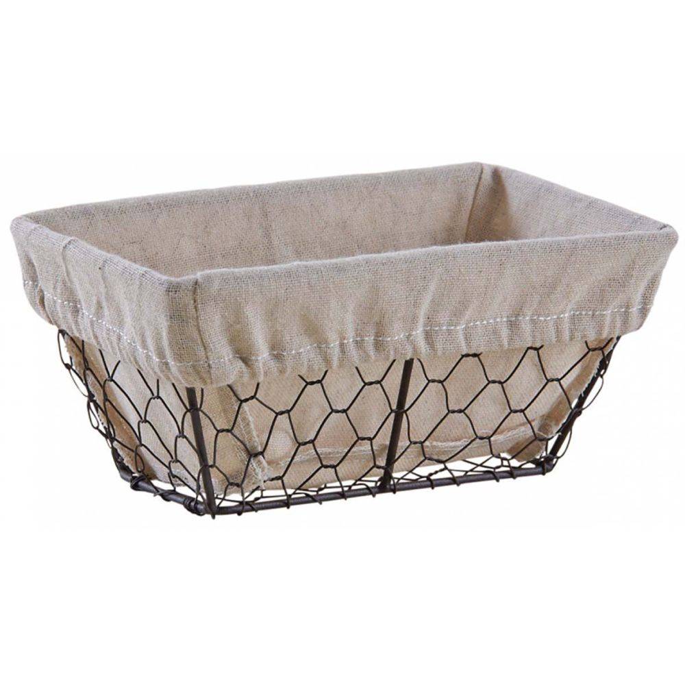 Aubry Gaspard - Corbeille rectangulaire en grillage vieilli et jute (Lot de 4) - Imagen 2